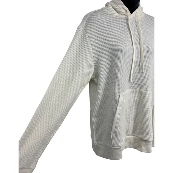 Theory Men Size Small Waffle Cream Hoodie Sweatshirt Long Sleeve Pullover EUC - Picture 5 of 11